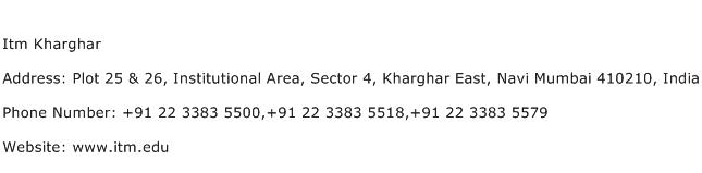 Itm Kharghar Address Contact Number