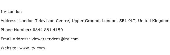 Itv London Address Contact Number