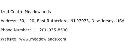 Izod Centre Meadowlands Address Contact Number
