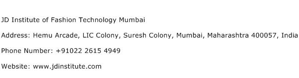 JD Institute of Fashion Technology Mumbai Address Contact Number