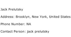 Jack Prelutsky Address Contact Number