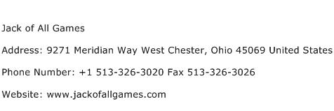 Jack of All Games Address Contact Number