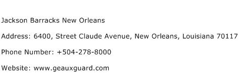 Jackson Barracks New Orleans Address Contact Number