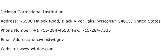 Jackson Correctional Institution Address Contact Number
