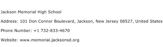 Jackson Memorial High School Address Contact Number