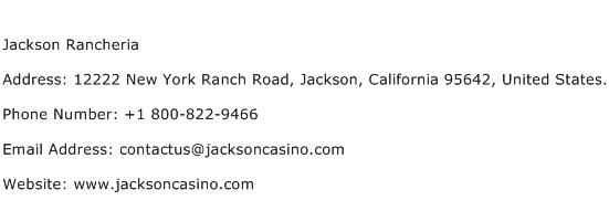Jackson Rancheria Address Contact Number