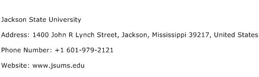 Jackson State University Address Contact Number