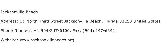 Jacksonville Beach Address Contact Number