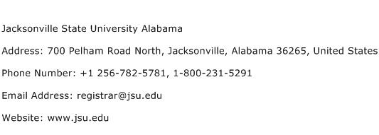Jacksonville State University Alabama Address Contact Number