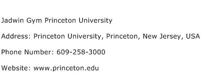 Jadwin Gym Princeton University Address Contact Number