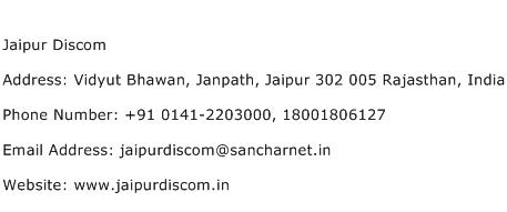 Jaipur Discom Address Contact Number