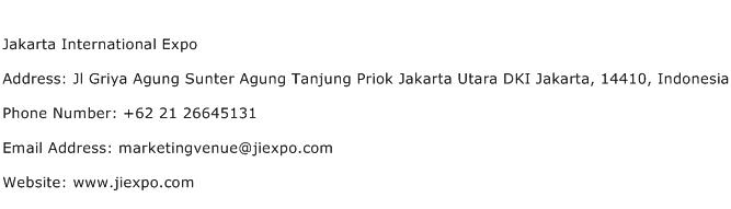 Jakarta International Expo Address Contact Number