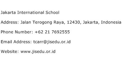 Jakarta International School Address Contact Number