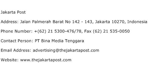 Jakarta Post Address Contact Number