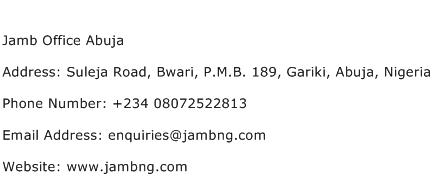 Jamb Office Abuja Address Contact Number