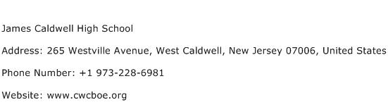 James Caldwell High School Address Contact Number