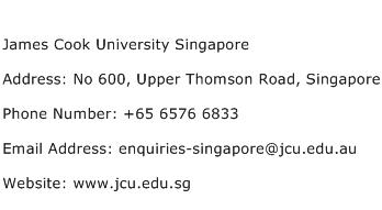 James Cook University Singapore Address Contact Number