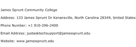 James Sprunt Community College Address Contact Number