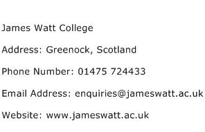 James Watt College Address Contact Number