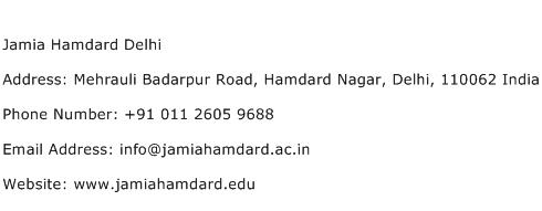 Jamia Hamdard Delhi Address Contact Number