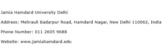 Jamia Hamdard University Delhi Address Contact Number