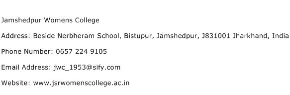 Jamshedpur Womens College Address Contact Number