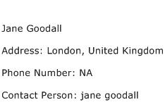 Jane Goodall Address Contact Number
