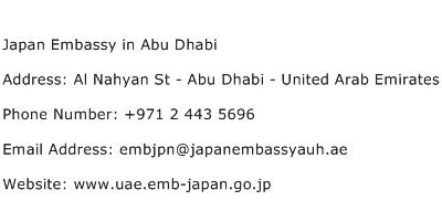 Japan Embassy in Abu Dhabi Address Contact Number