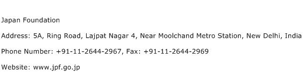 Japan Foundation Address Contact Number