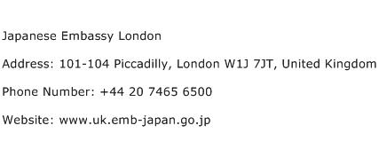 Japanese Embassy London Address Contact Number