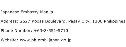 Japanese Embassy Manila Address Contact Number