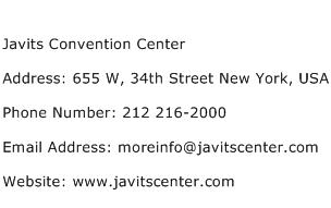 Javits Convention Center Address Contact Number