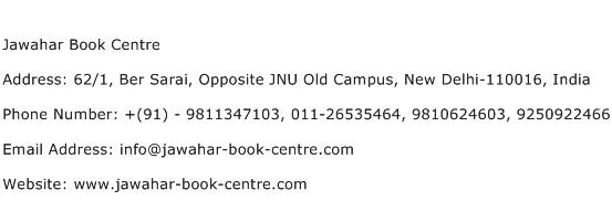Jawahar Book Centre Address Contact Number