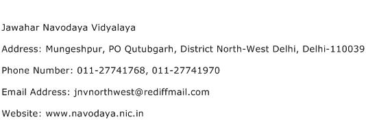 Jawahar Navodaya Vidyalaya Address Contact Number