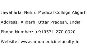 Jawaharlal Nehru Medical College Aligarh Address Contact Number