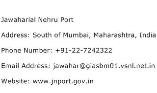 Jawaharlal Nehru Port Address Contact Number