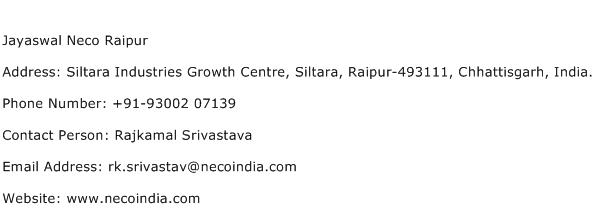 Jayaswal Neco Raipur Address Contact Number