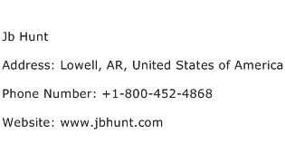 Jb Hunt Address Contact Number