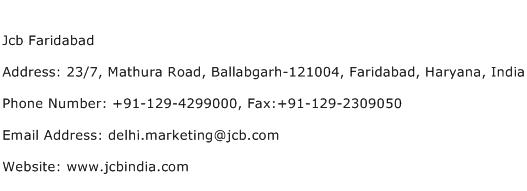 Jcb Faridabad Address Contact Number