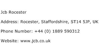 Jcb Rocester Address Contact Number