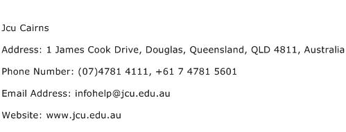 Jcu Cairns Address Contact Number