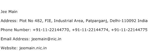 Jee Main Address Contact Number