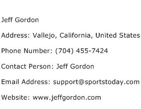 Jeff Gordon Address Contact Number
