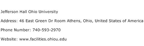 Jefferson Hall Ohio University Address Contact Number