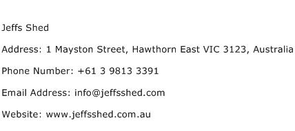 Jeffs Shed Address Contact Number