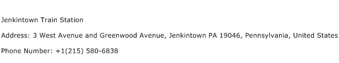 Jenkintown Train Station Address Contact Number