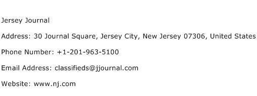Jersey Journal Address Contact Number