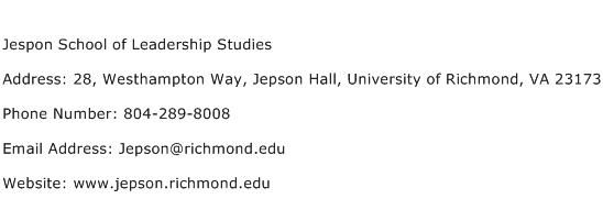 Jespon School of Leadership Studies Address Contact Number