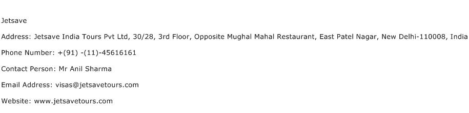 Jetsave Address Contact Number