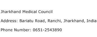Jharkhand Medical Council Address Contact Number